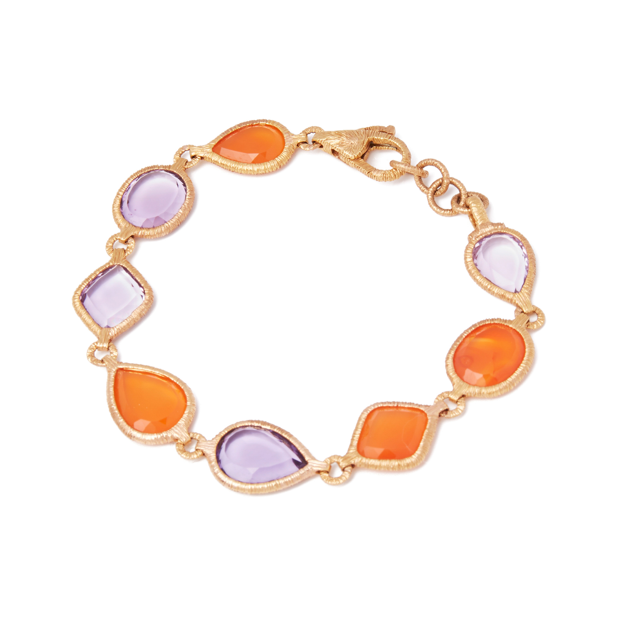Unbranded 18ct Yellow Gold Carnelian and Amethyst Bracelet