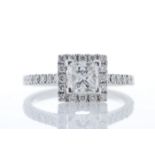 18ct White Gold Halo Set Princess Cut Diamond Ring 1.36 Carats