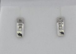 9ct White Gold Three Stone Diamond Earrings 0.10 Carats