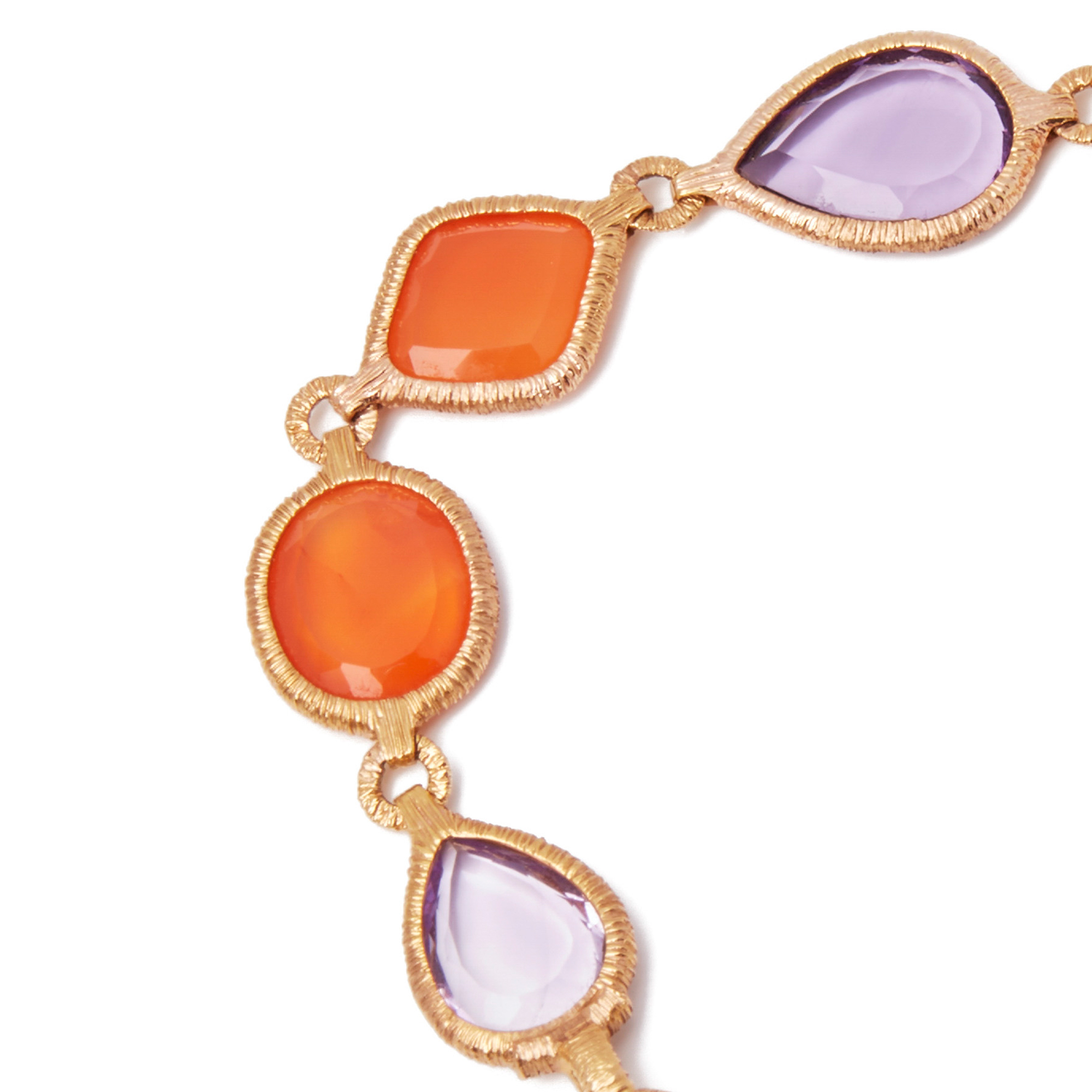 Unbranded 18ct Yellow Gold Carnelian and Amethyst Bracelet - Image 3 of 7