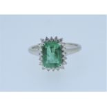 GIA Certified, 2.54-carat Natural Colombia Emerald and Diamonds 18k White Gold Ring.