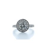 18ct White Gold Single Stone With Halo Setting Ring 2.00 (1.50) Carats