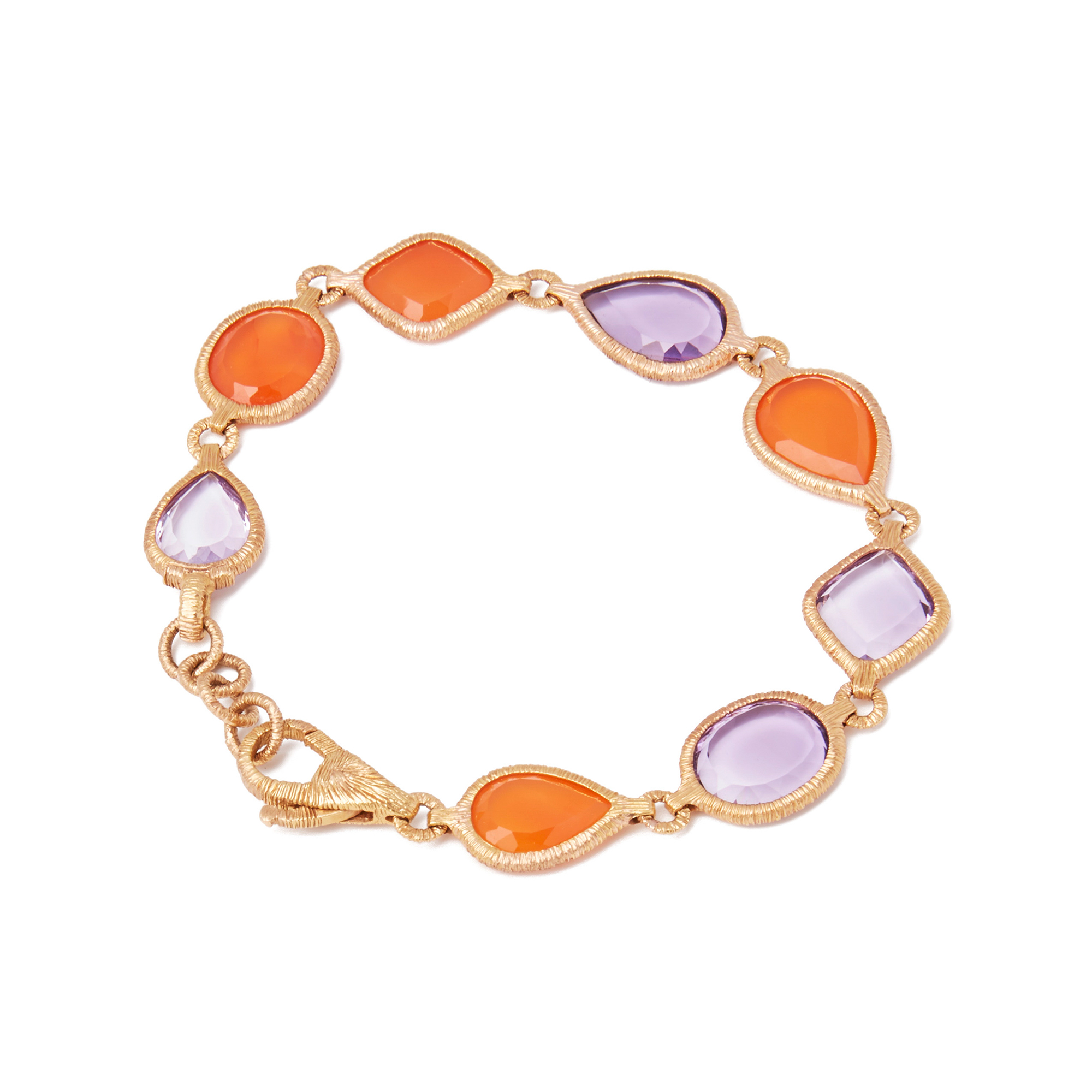 Unbranded 18ct Yellow Gold Carnelian and Amethyst Bracelet - Image 7 of 7