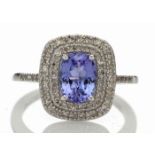 9ct Gold Oval Tanzanite And Diamond Cluster Ring 0.33 Carats