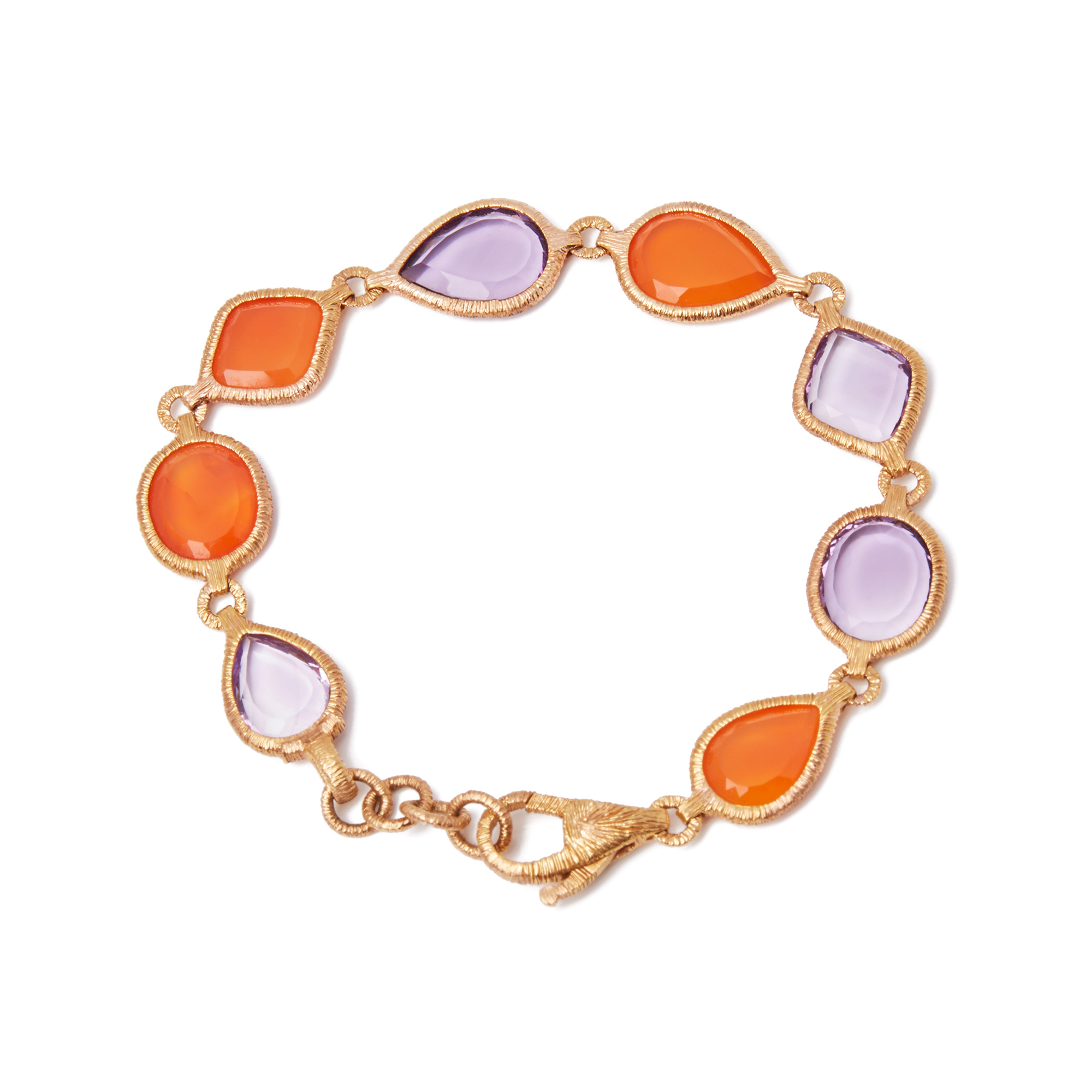 Unbranded 18ct Yellow Gold Carnelian and Amethyst Bracelet - Image 2 of 7