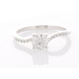 18ct White Gold Prong Set With Stone Set Shoulders Diamond Ring 0.73 Carats