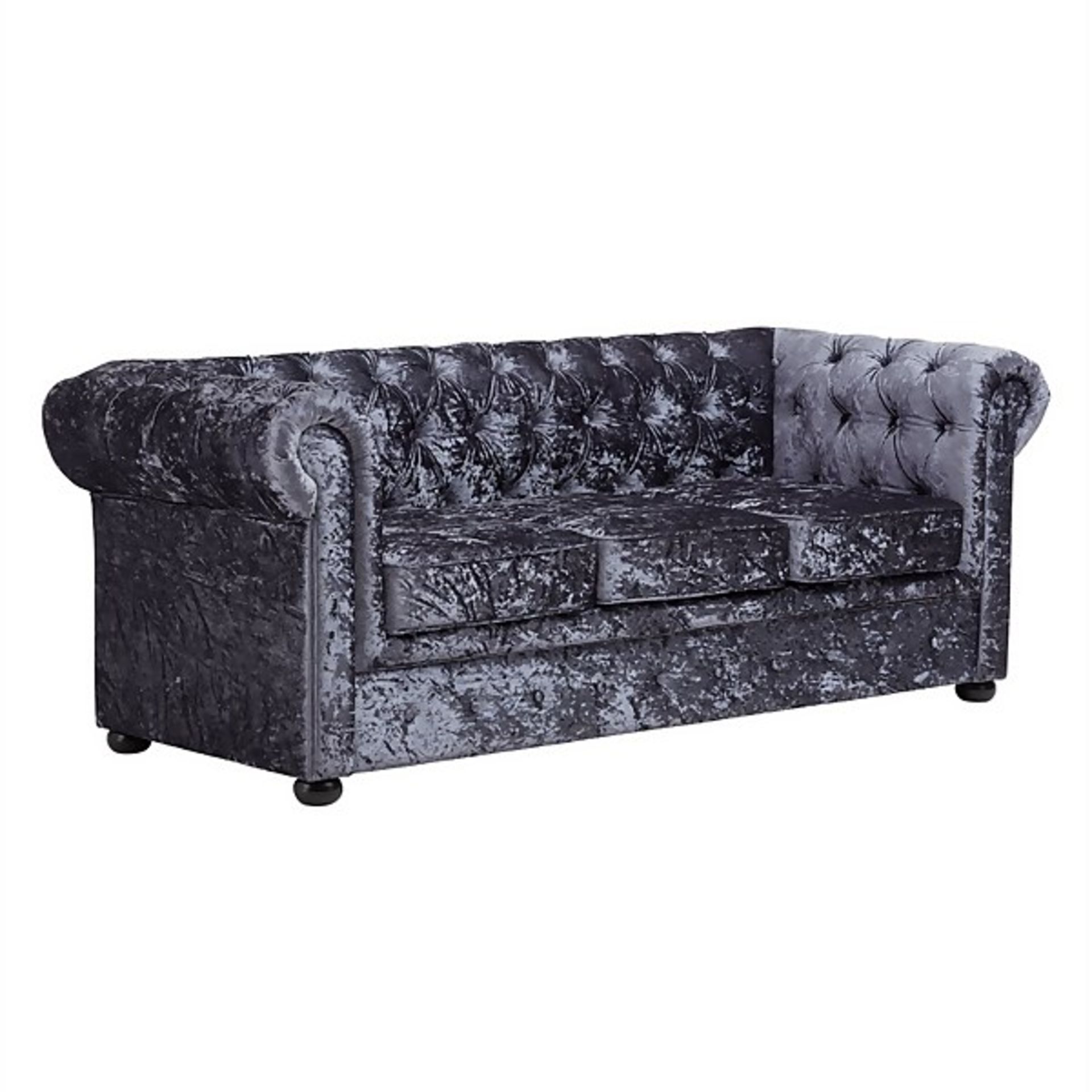 1x Chesterfield Crushed Velvet 3 Seater Sofa Petrol Blue RRP £450. (H)750 x (D)850 x (W)2000mm