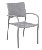 (R9J) 6x Synthetic Grey Rattan Stackable Garden Chairs