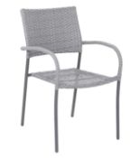 (R9J) 6x Synthetic Grey Rattan Stackable Garden Chairs (Some Units Have Bent Legs)