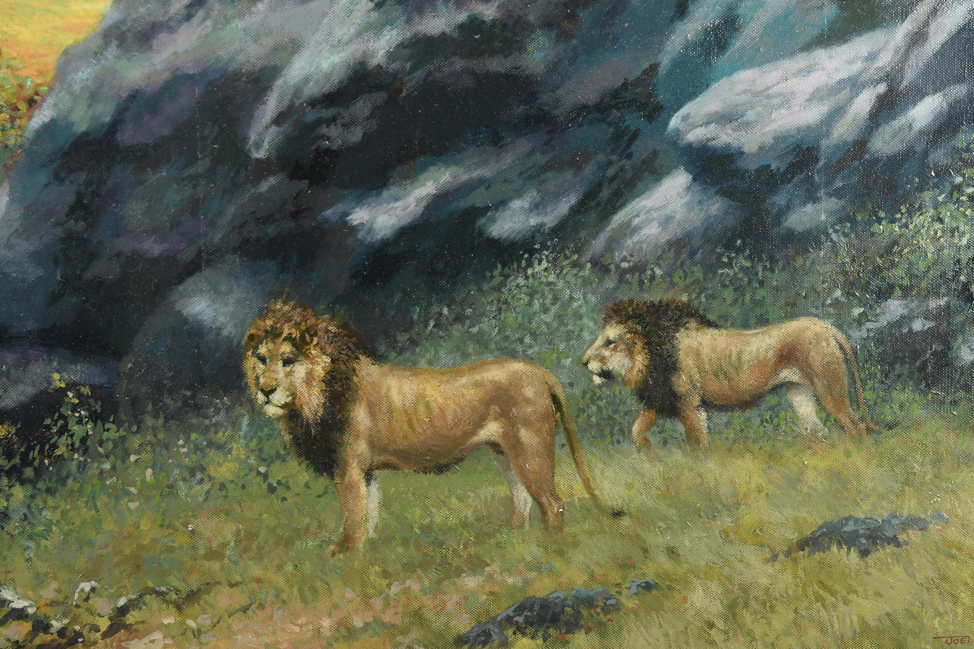 Joel Kirk Original Oil on Canvas ""Pride of Africa"" - Image 7 of 10