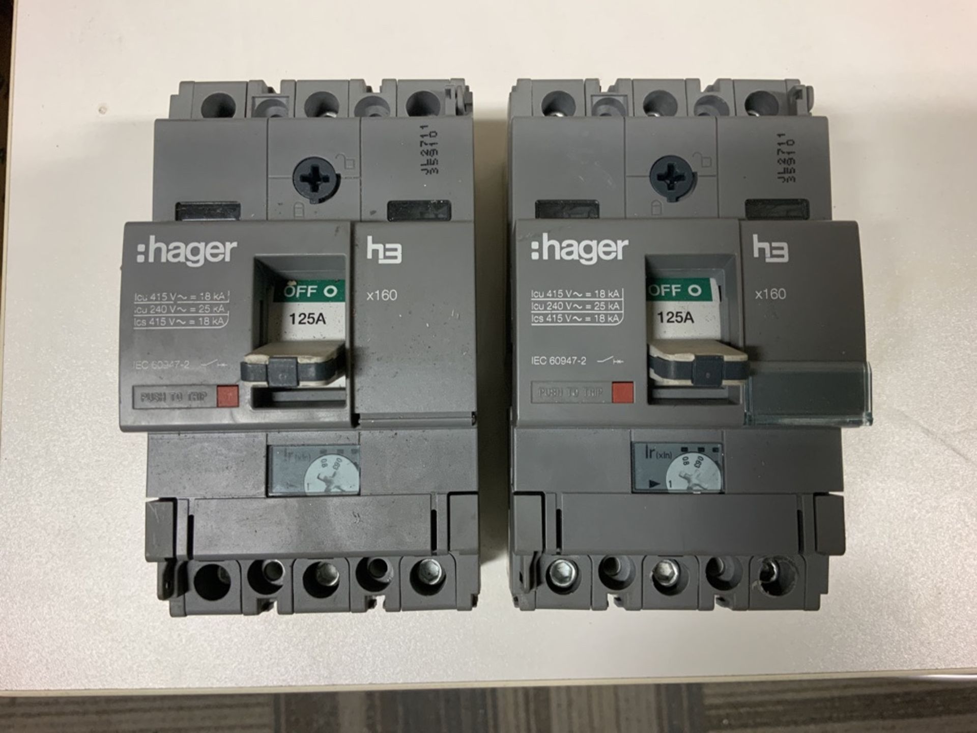 2 x Hager 125A Triple Pole 18kA MCCB