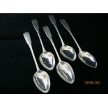 Set Five Georgian Sterling Silver Serving / Table Spoons Edinburgh 1805