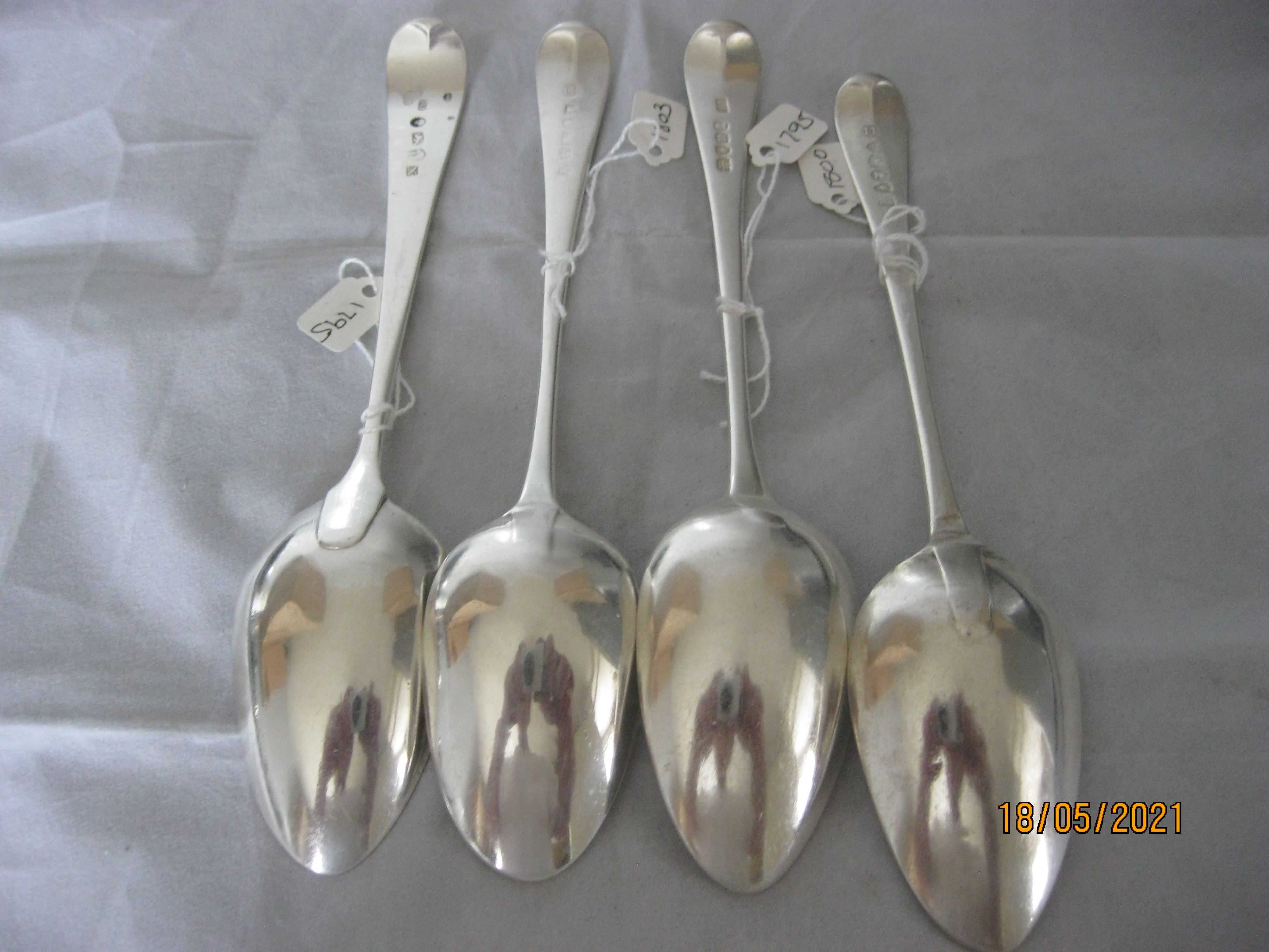 Group Of Four Antique Georgian Sterling Silver Serving / Table Spoons - Image 6 of 6