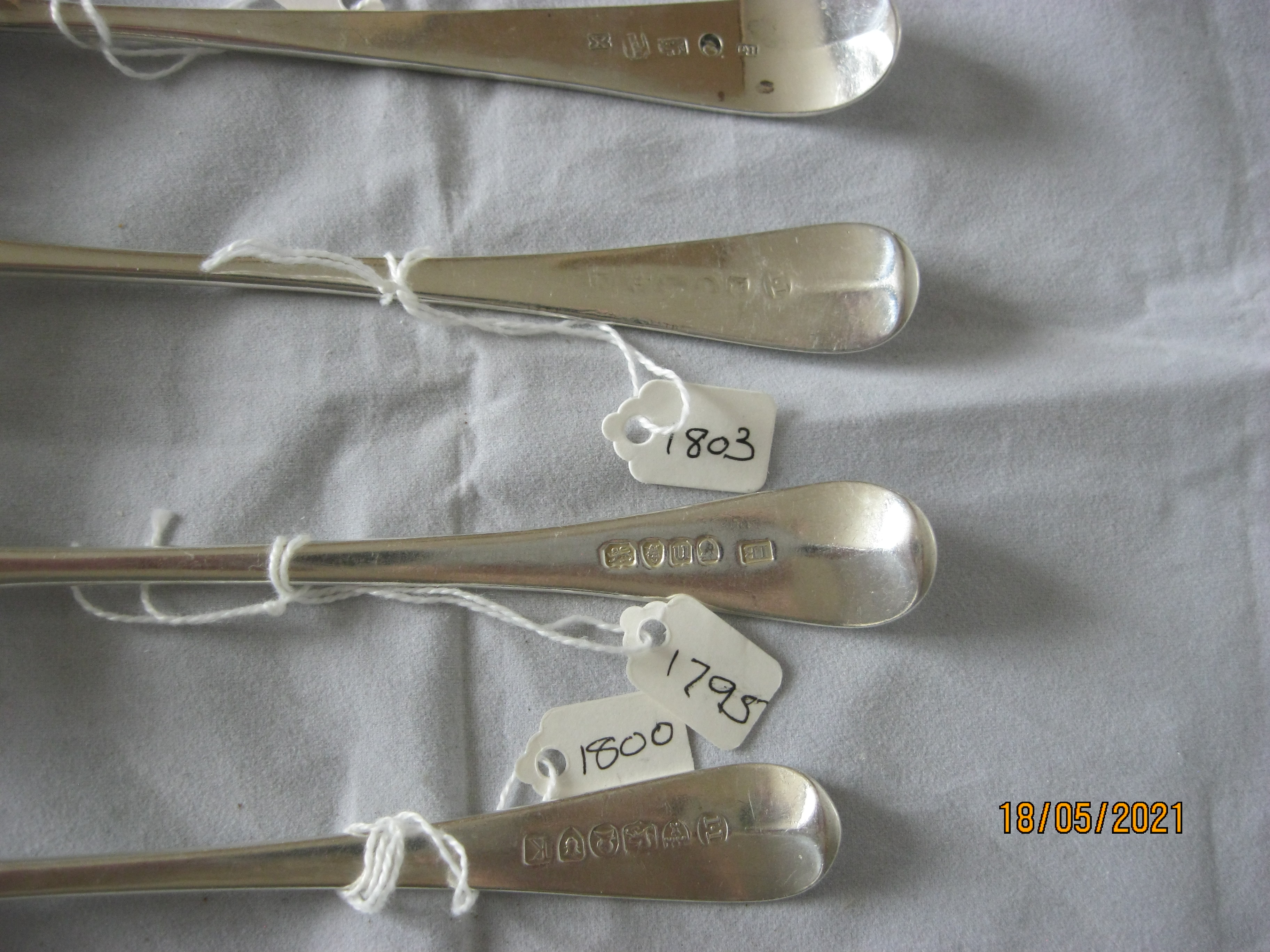 Group Of Four Antique Georgian Sterling Silver Serving / Table Spoons - Image 3 of 6