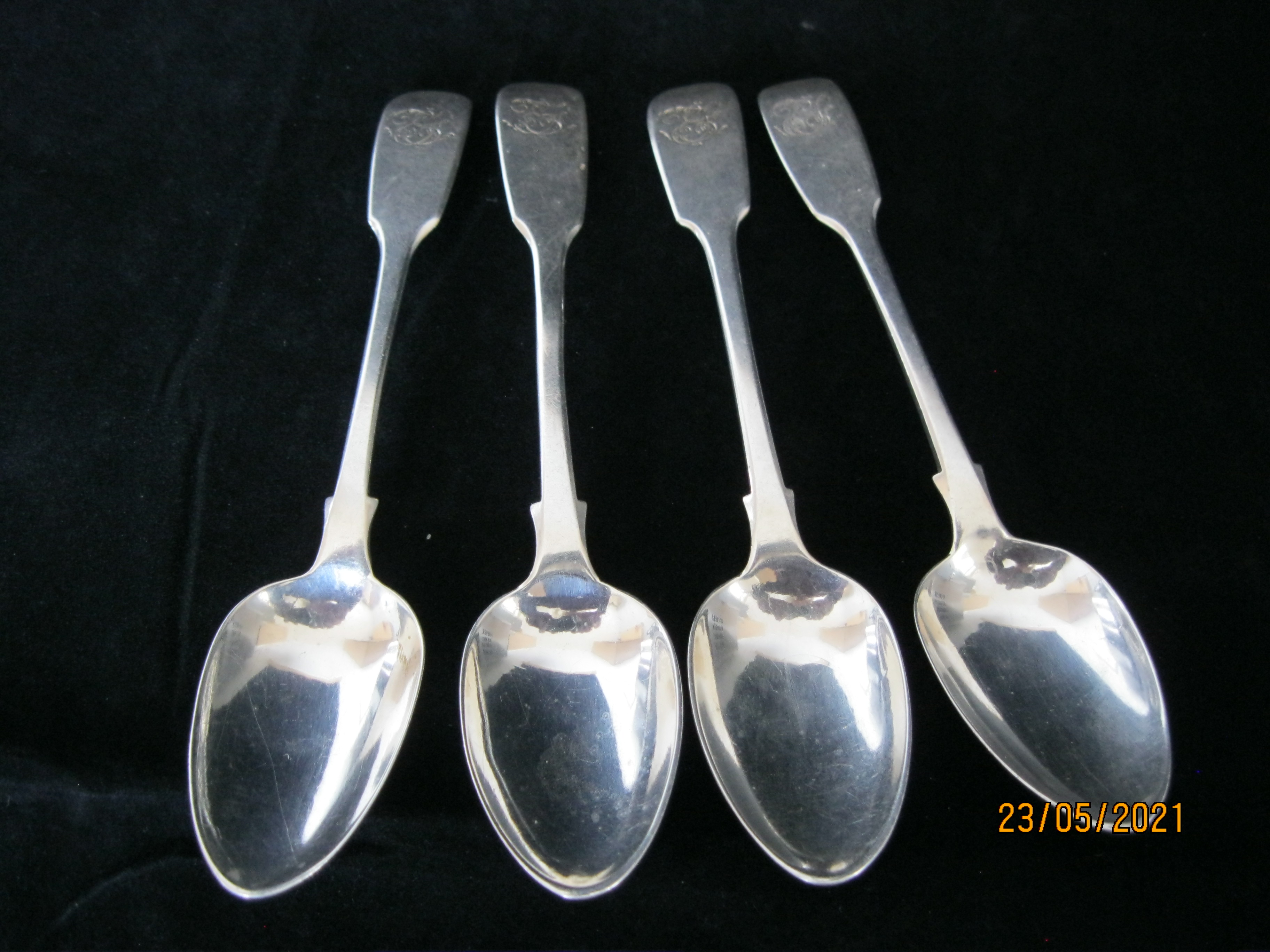 Set Of Four Victorian Sterling Silver Teaspoons 1843 London