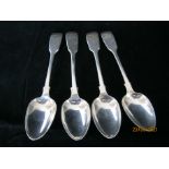 Set Of Four Victorian Sterling Silver Teaspoons 1843 London