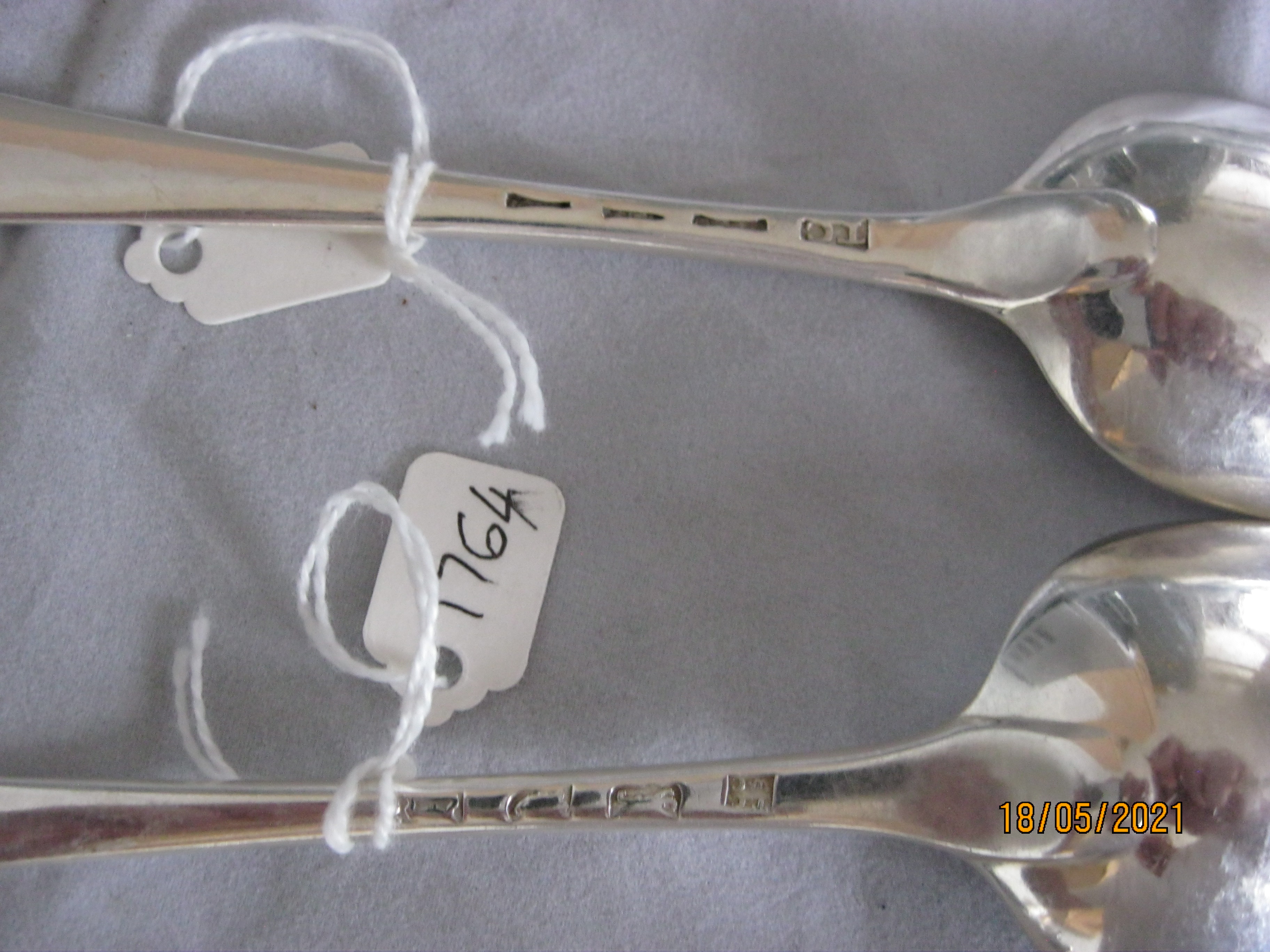 Group Off Five Antique Georgian Sterling Silver Serving / Table Spoons - Image 5 of 5