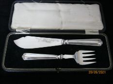 Vintage Sterling Silver Fish / Cake Servers In Case 1929