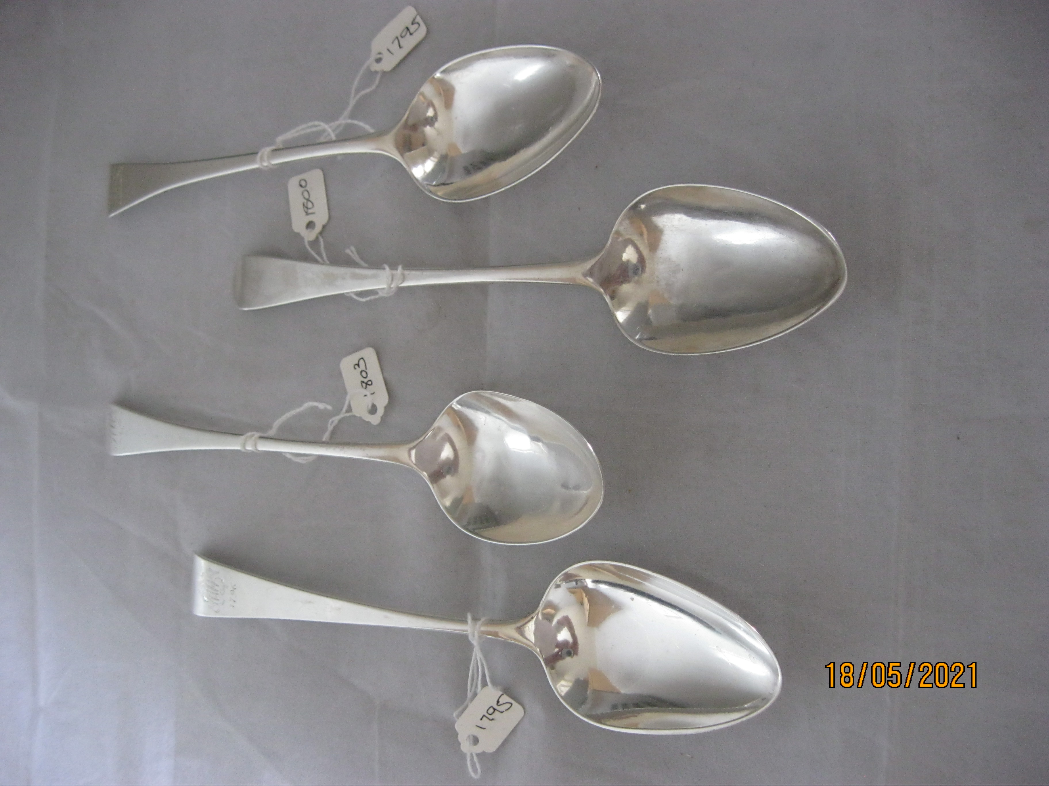 Group Of Four Antique Georgian Sterling Silver Serving / Table Spoons