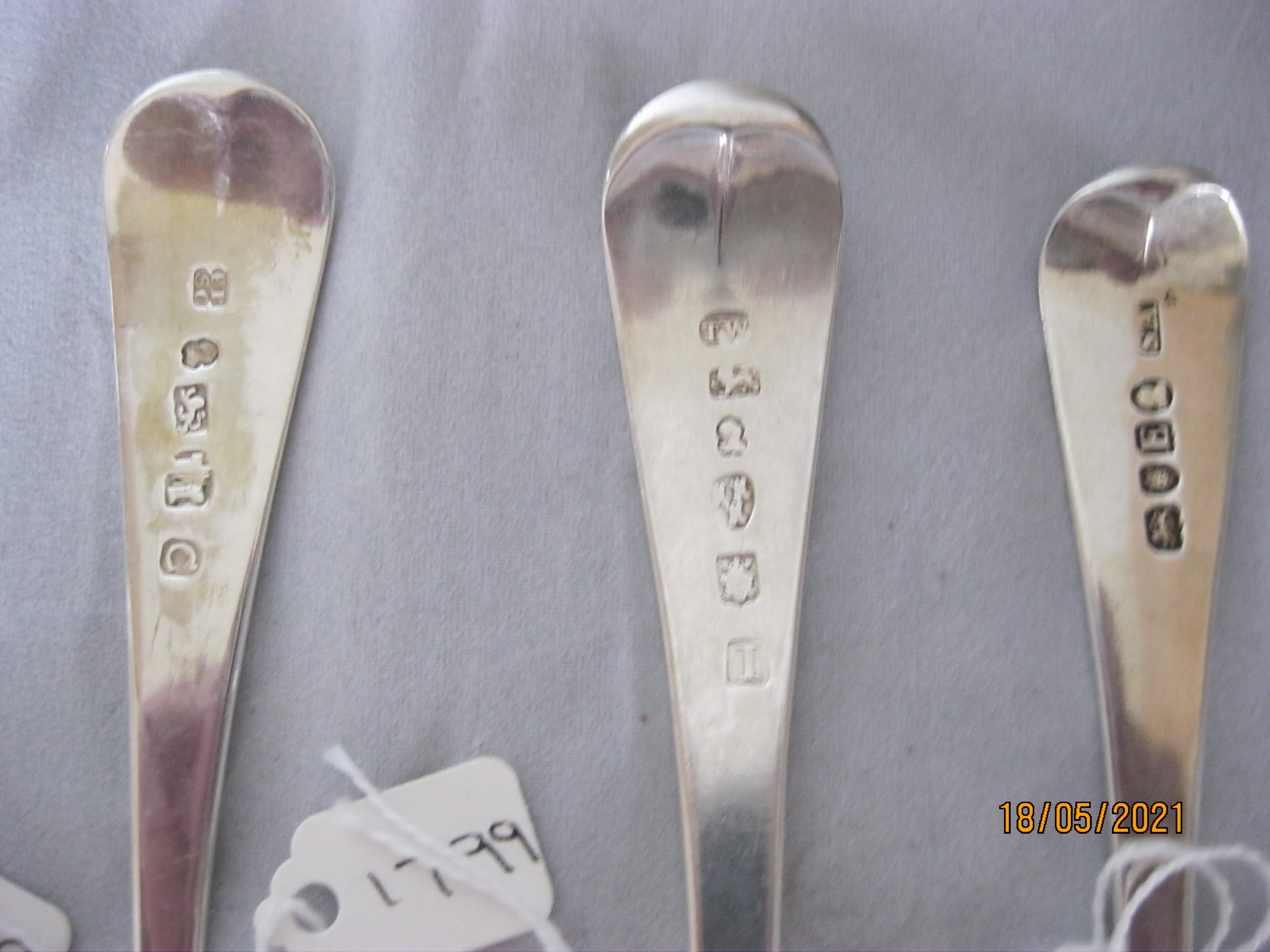 Group Of Four Antique Georgian Sterling Silver Serving / Table Spoons. - Image 4 of 5