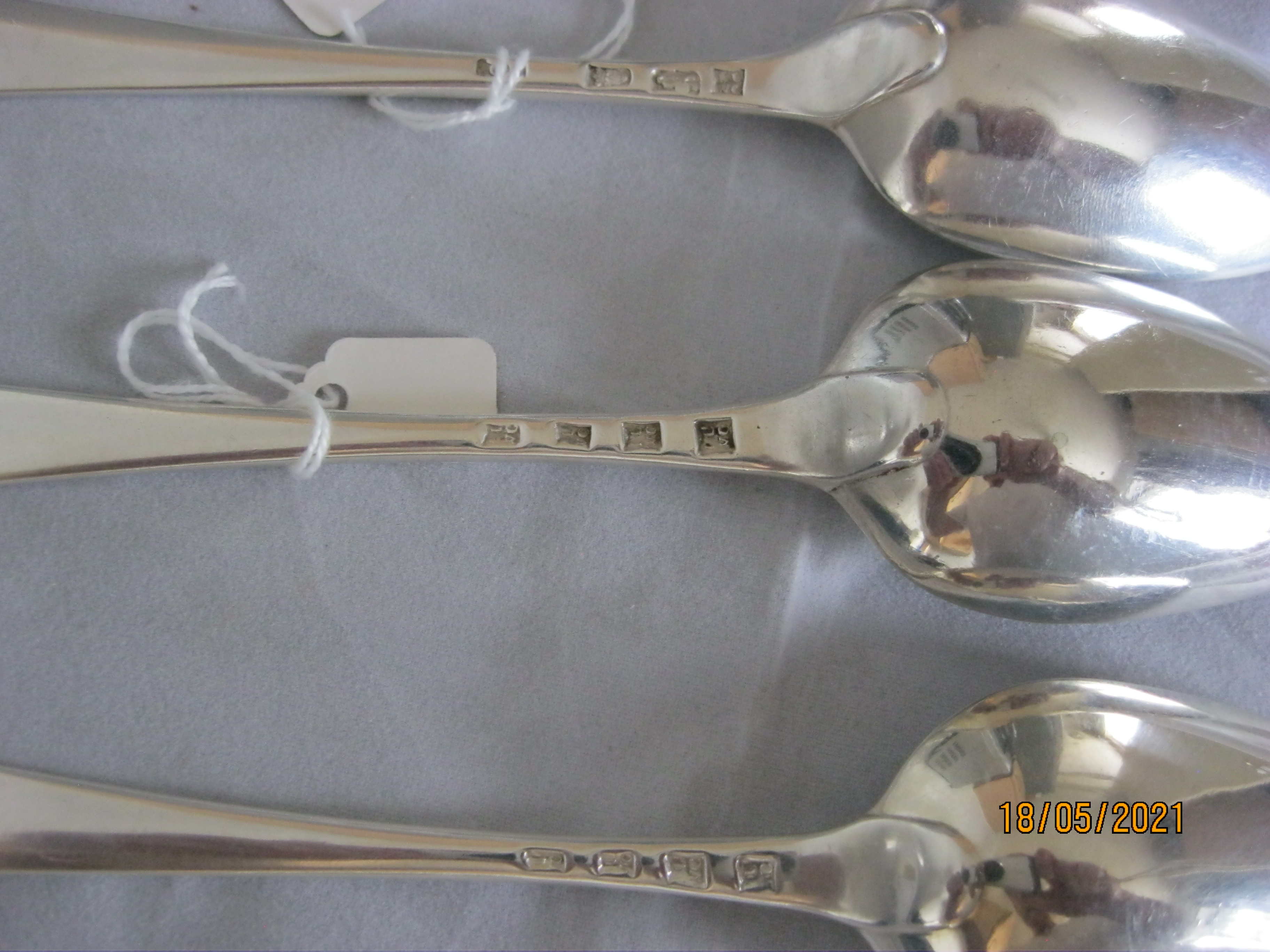 Group Off Five Antique Georgian Sterling Silver Serving / Table Spoons - Image 4 of 5