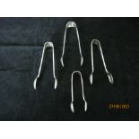 Group Of Four Vintage Silver Plated Sugar Tongs / Nips