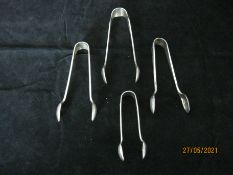 Group Of Four Vintage Silver Plated Sugar Tongs / Nips