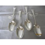 Group Of Four Antique Georgian sterling Silver Serving / Table Spoons