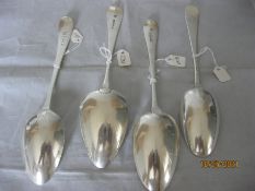 Group Of Four Antique Georgian Sterling Silver Serving / Table spoons