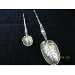 Two Edwardian Sterling Silver & Gilt Anointing Spoons 1901 London