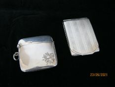 Antique Sterling Silver Slim Vesta Case & Sterling Silver match Booklet Case