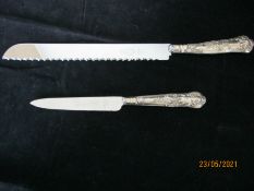 Vintage Sterling Silver Handle Cake Knife & Silver Handle Grapefruit Knife.