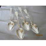 Four Georgian Sterling Silver Serving / Table Spoons