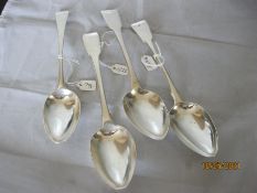 Four Georgian Sterling Silver Serving / Table Spoons