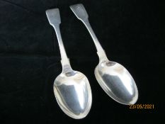 Matching Pair Antique Victorian Table / Serving Spoons 1850 Edinburgh