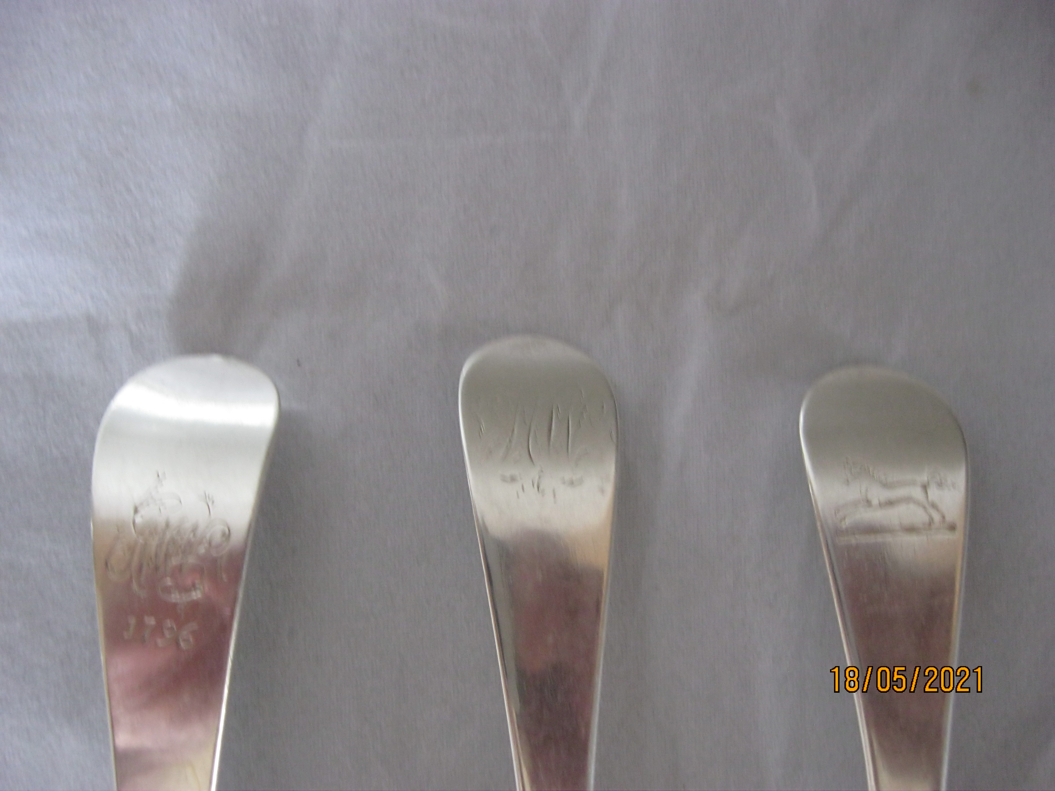 Group Of Four Antique Georgian Sterling Silver Serving / Table Spoons - Image 2 of 6