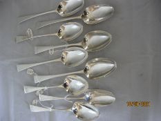 Collection Off Ten Antique Georgian Hester Bateman Silver Serving / Table Spoons.