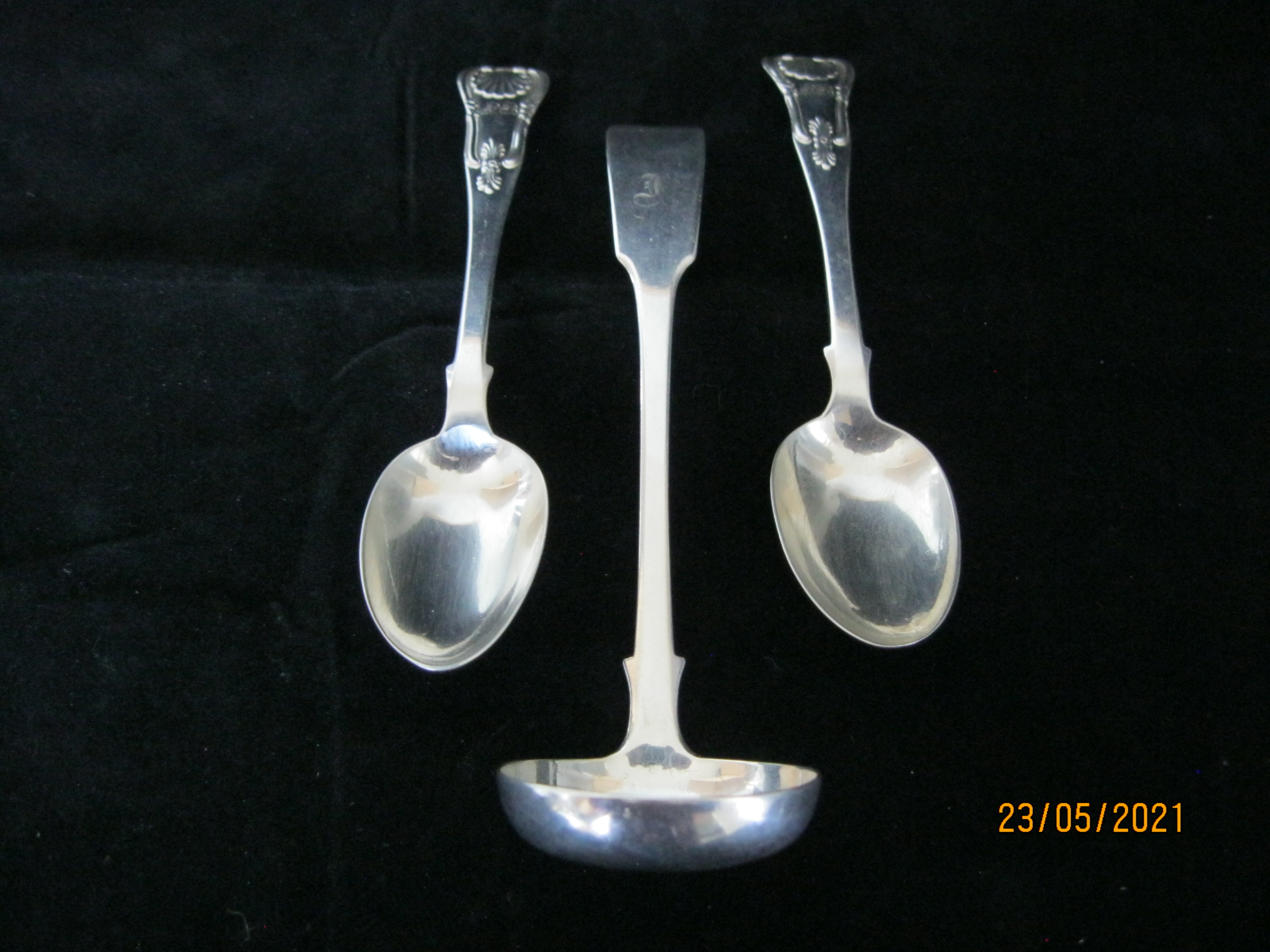 Pair Of Antique Scottish Silver Teaspoons & Scottish Silver Toddy Lade - Image 9 of 9