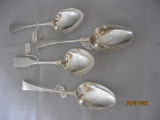 Group Of four Antique Georgian Sterling Silver Serving / Table Spoons