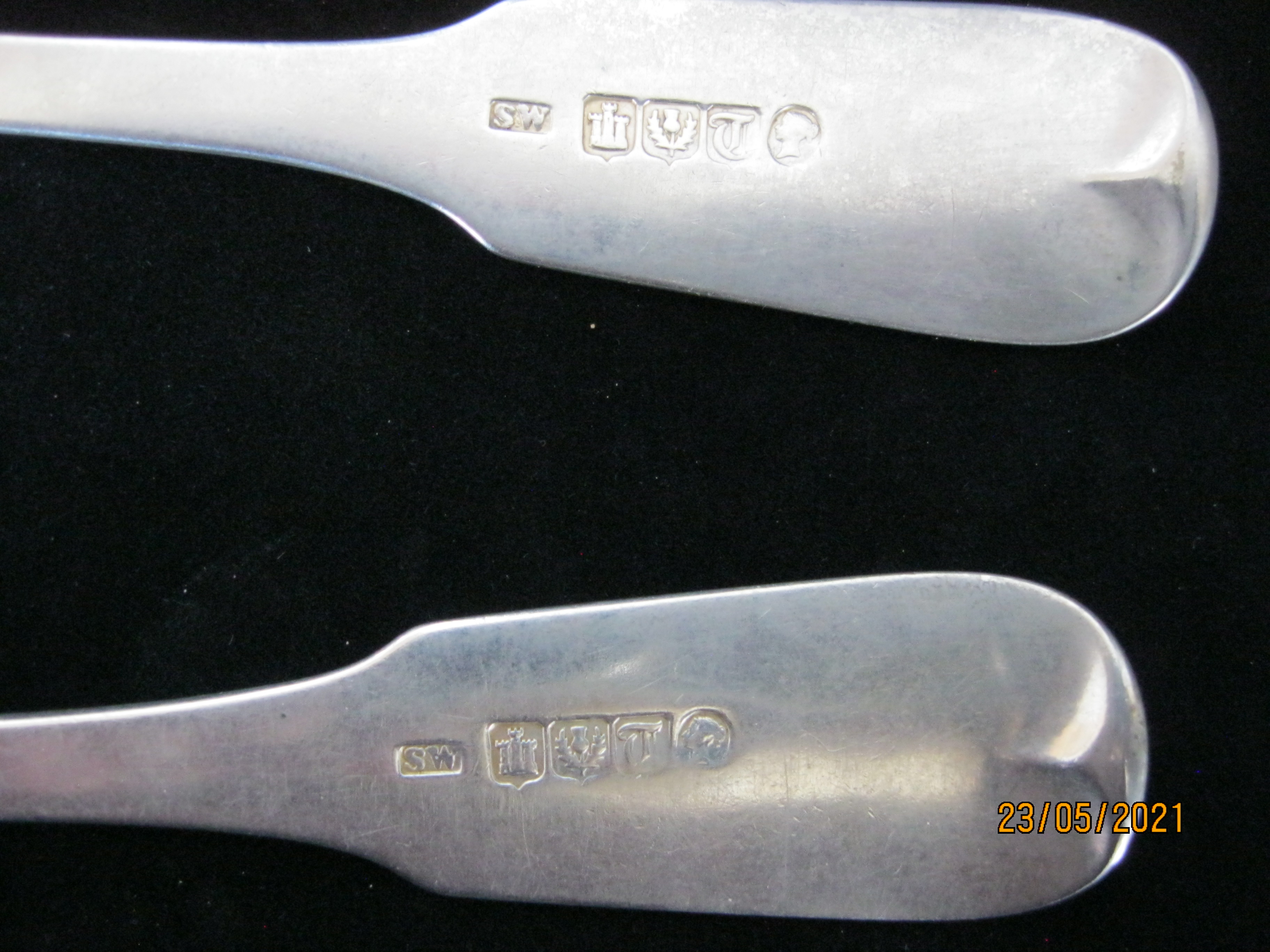 Matching Pair Antique Victorian Table / Serving Spoons 1850 Edinburgh - Image 4 of 7