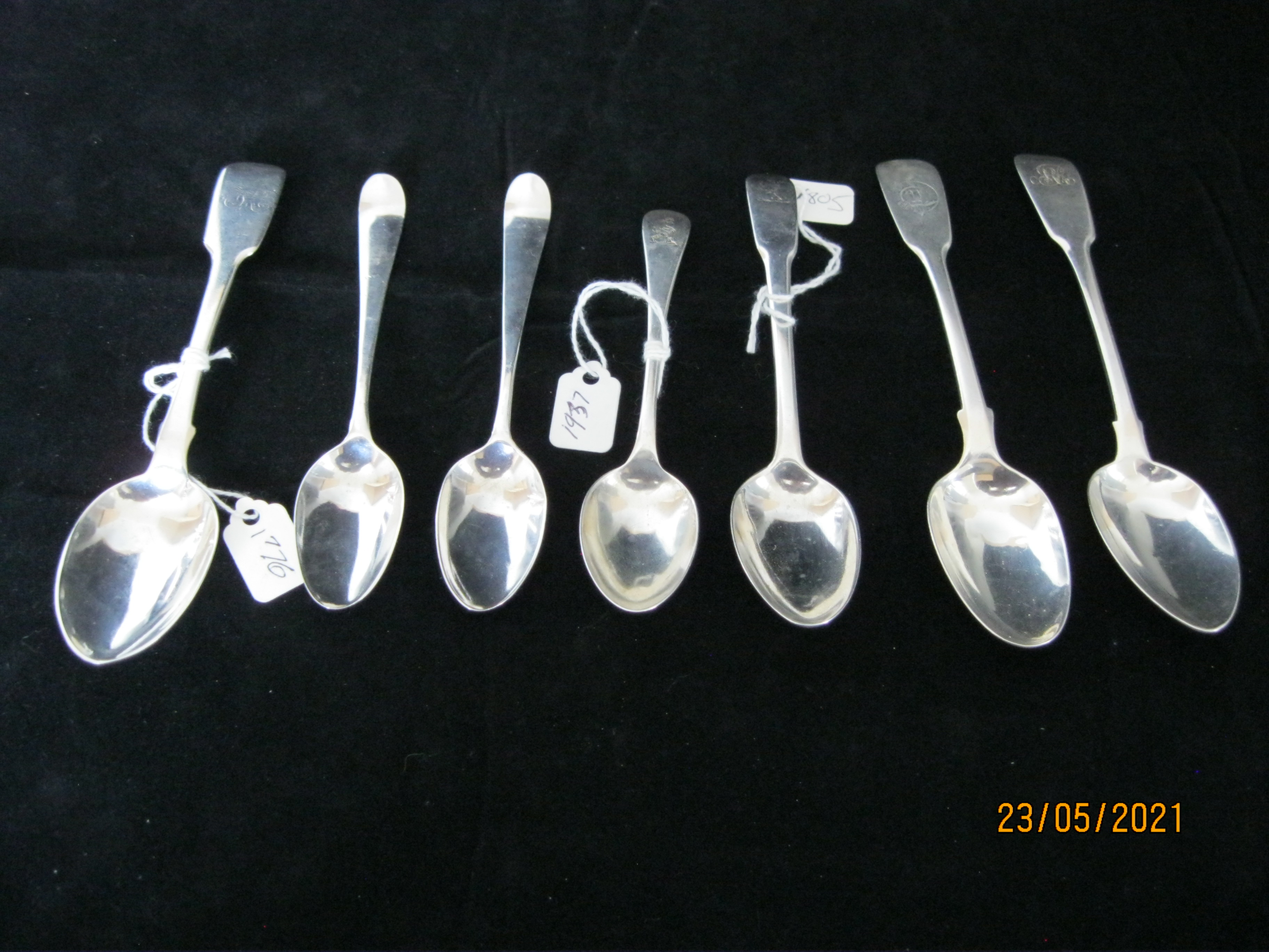 Group Of Seven Sterling Silver Antique Teaspoons Georgian & Victorian - Image 2 of 11