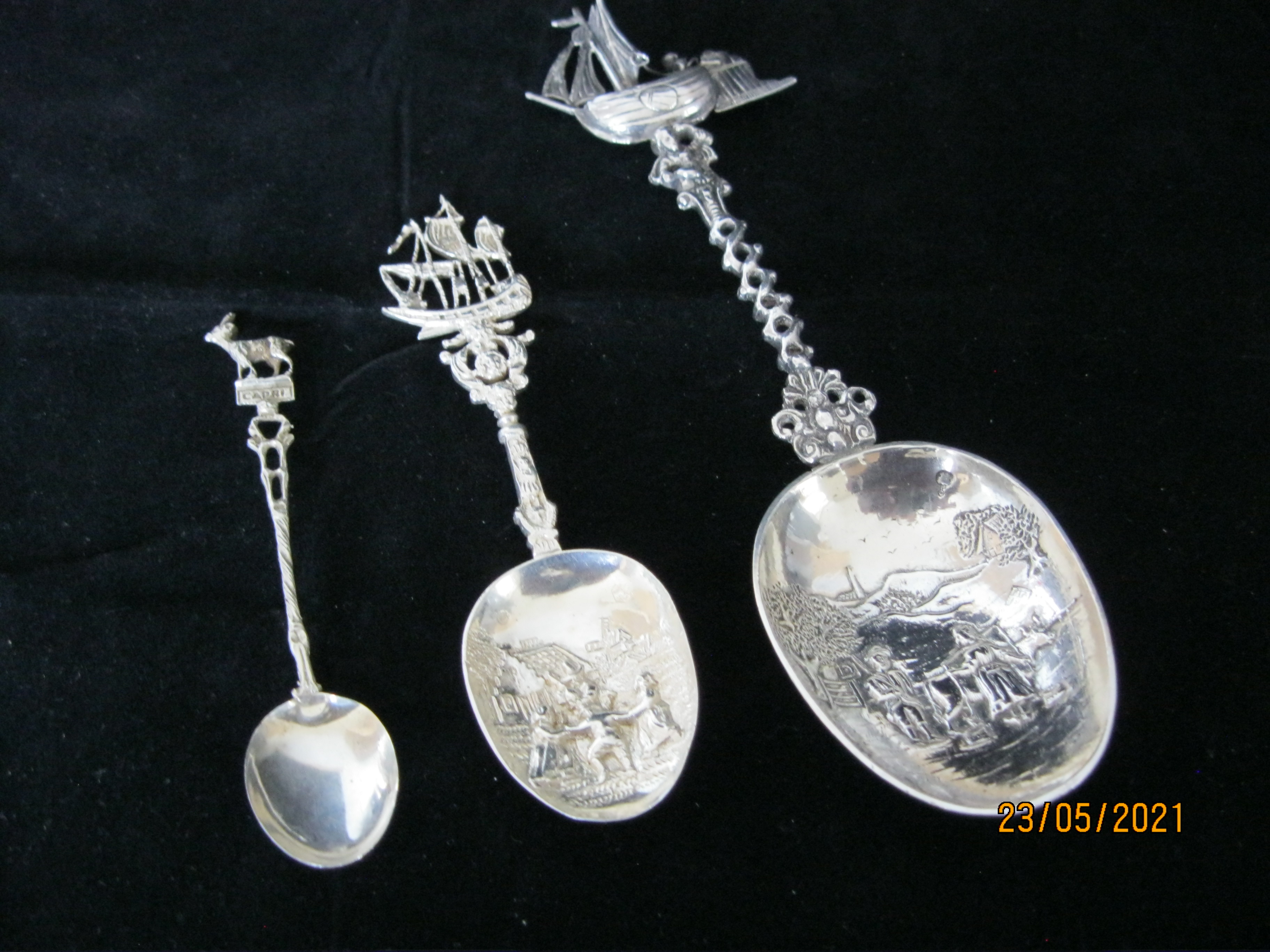 Group Of Vintage Ornate Dutch Hallmarked Silver Spoons