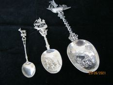 Group Of Vintage Ornate Dutch Hallmarked Silver Spoons