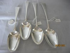 Group Four Antique Georgian Sterling Silver Serving / Table Spoons