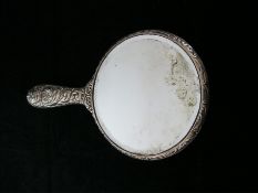 Vintage Silver Back Handheld Mirror