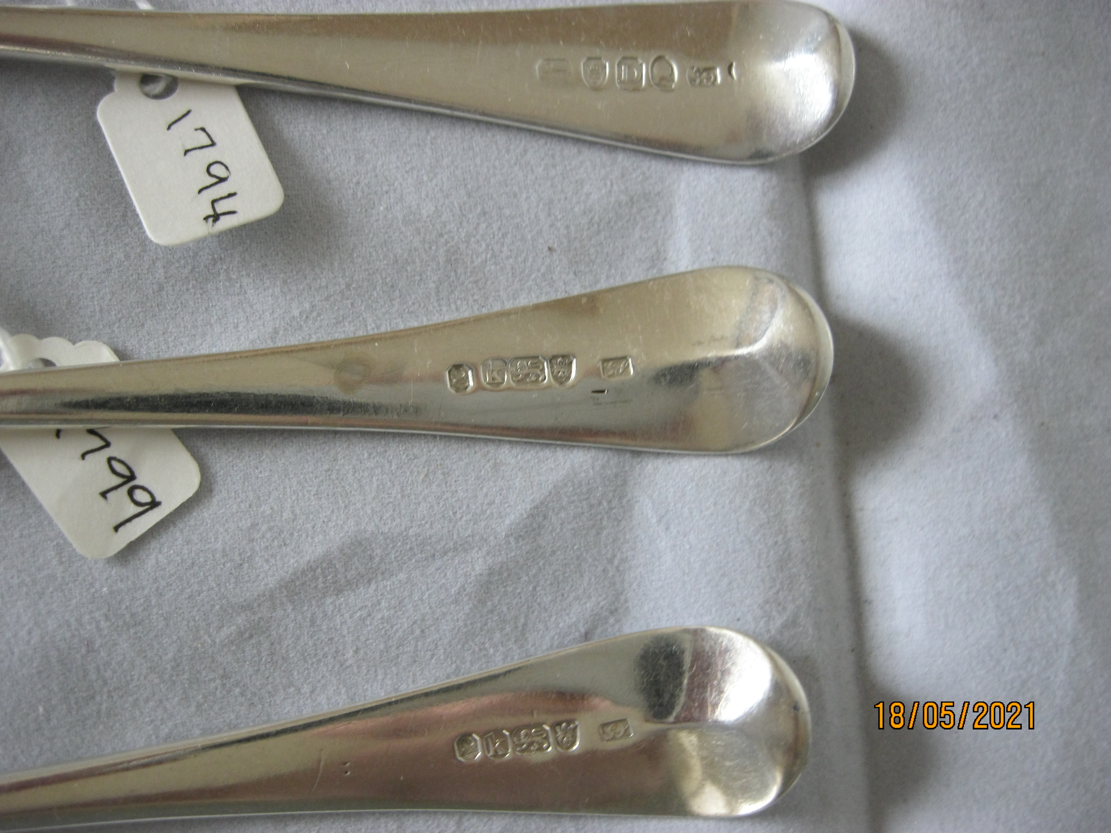 Group Off Seven Antique Georgian Silver Serving / Table Spoons - Image 5 of 6