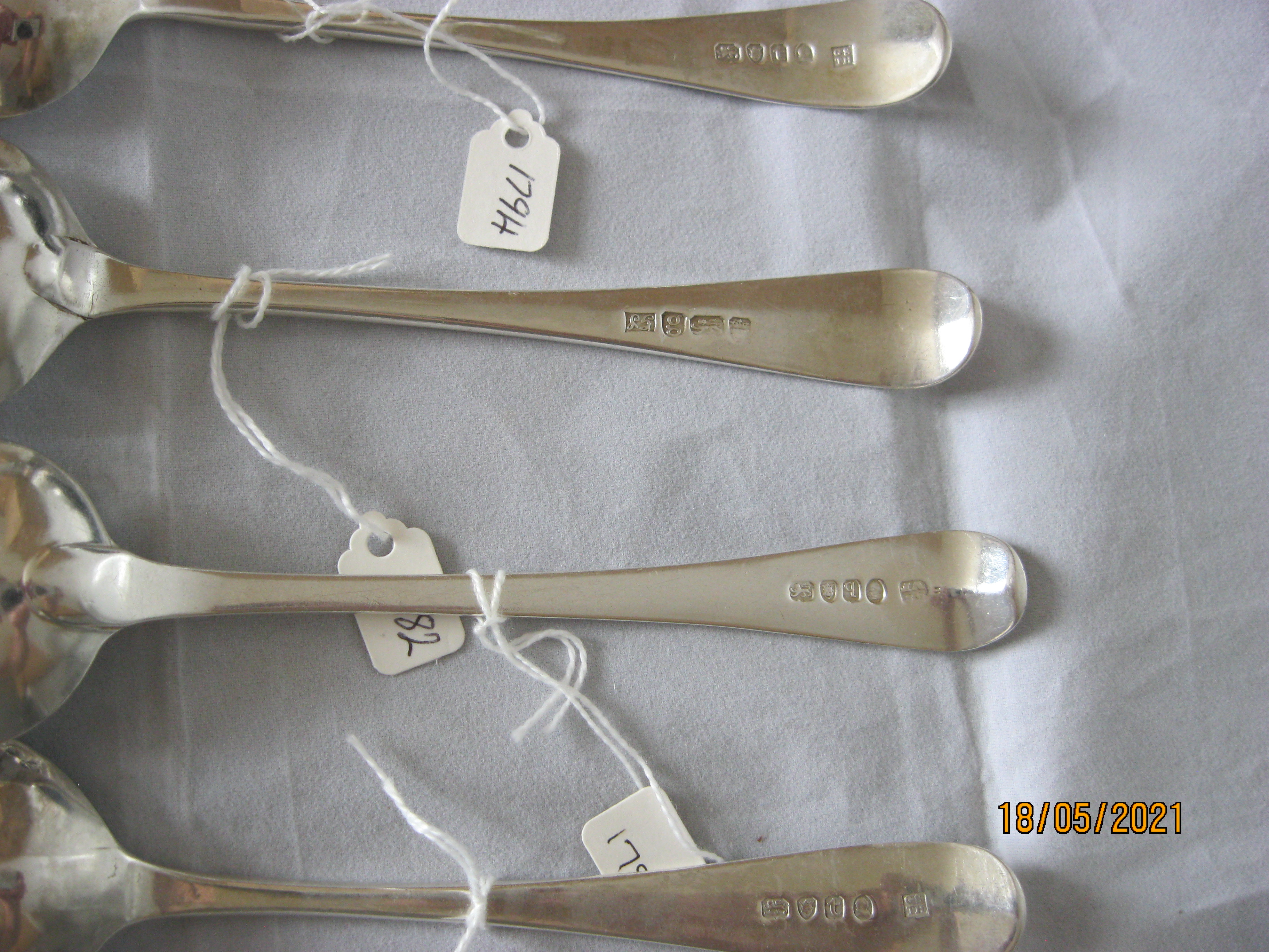 Group Off Seven Antique Georgian Silver Serving / Table Spoons - Image 6 of 6