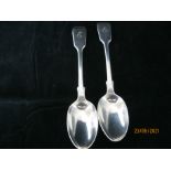 Matching Pair Of Antique Victorian Sterling Silver Teaspoons 1870 London
