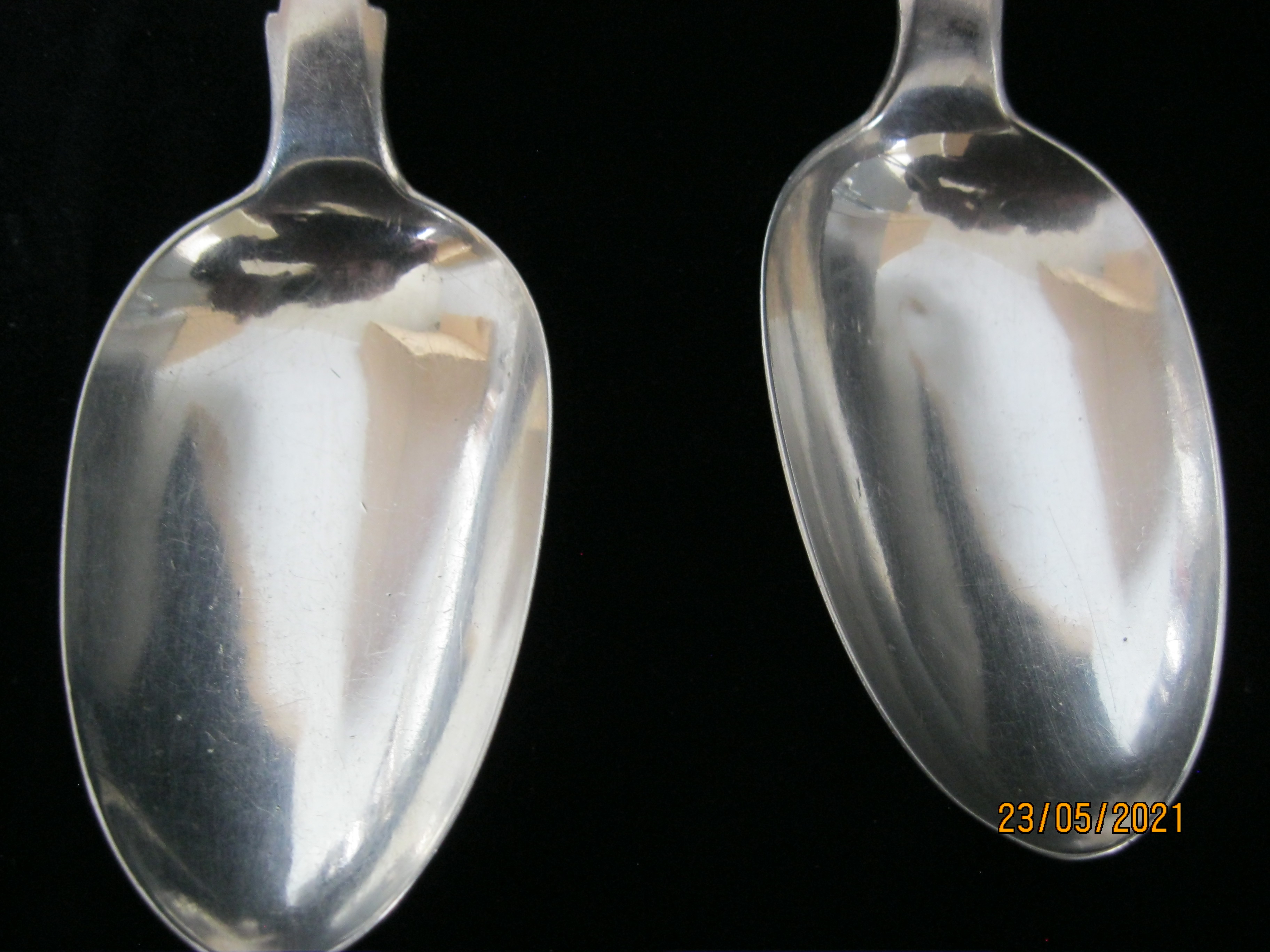 Matching Pair Antique Victorian Table / Serving Spoons 1850 Edinburgh - Image 2 of 7