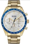 Hugo Boss 1513631 Men's Trophy Gold Tone Bracelet Quartz Chronograph Watch  Model: HB 1513631.
